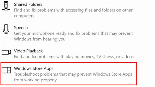 Chọn Ứng dụng Windows Store