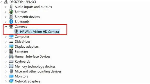 Tìm đến Camera (Webcam)